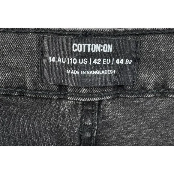 Cotton On Mom Jeans Womens Size 10 Black Denim Stretch Pockets Distressed  New - Picture 3 of 10